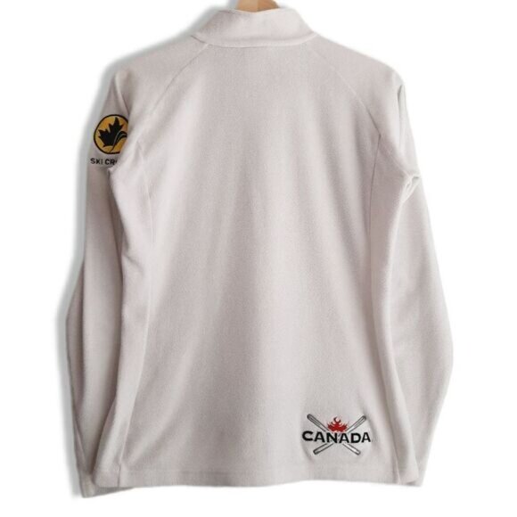 DESCENTE / Ski Cross Polartec Fleece Sweatshirt Half-Zip White Sz 10 - Picture 8 of 13